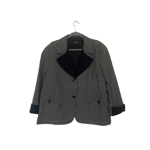 Talbots Women's Blazer Jacket Navy Blue White Polka Dot Size 22W Cropped Classic - Picture 1 of 11